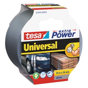 Tesa Extra Power Universal srebrna taśma tkaninowa, 10 m x 50 mm, uniwersalna.