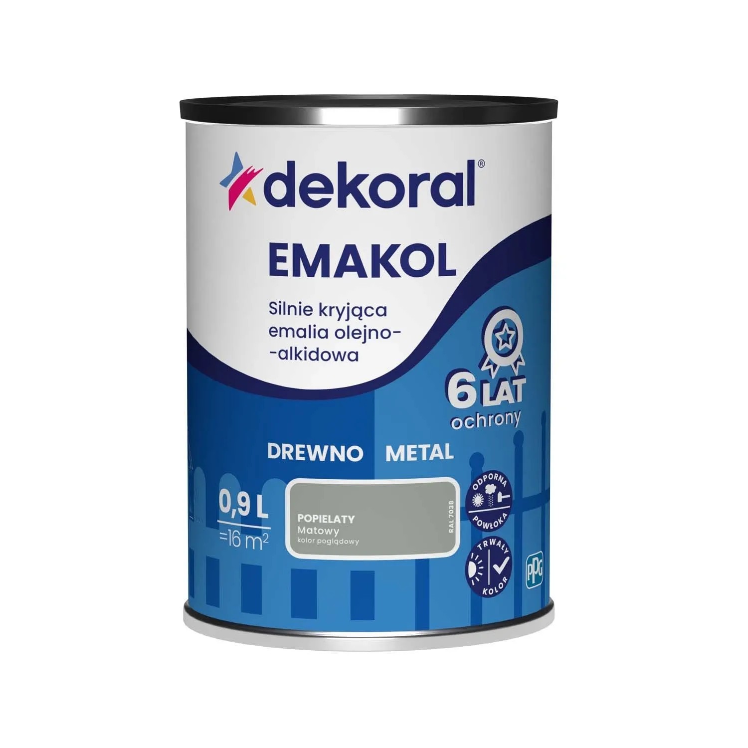 Dekoral Emalia Emakol Strong popielata matowa 900 ml