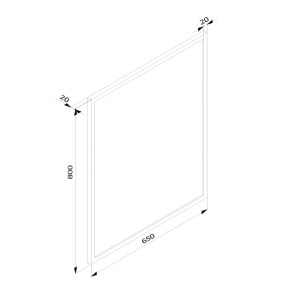 Rysunek techniczny kwadratowej lampy t.b.t. z wymiarami.