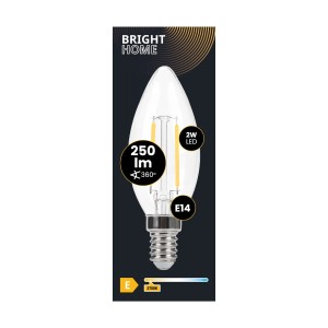 Żarówka LED E14 w kształcie świeczki, 2W, 250 lumenów, ciepła biel.