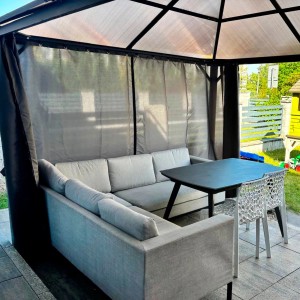 Pawilon ogrodowy aluminiowo-poliwęglanowy z zasłonami - 3 x 4 m