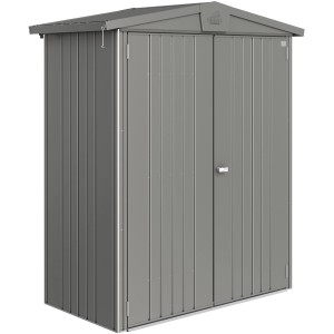 Biohort metalowy domek ogrodowy Europa, kwarcowy szary metalik, 1,3 m² domek z podwójnymi drzwiami.