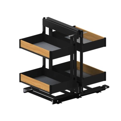 Kosz narożny Puro prawy czarny / dąb mat 80 cm Rejs