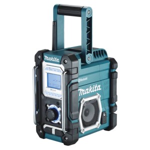 Radio budowlane Makita z Bluetooth i uchwytem do przenoszenia. Wytrzymałe urządzenie HiFi na budowę.