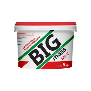 Wiadro gotowej białej masy szpachlowej Big Mass MS-2, 5 kg.