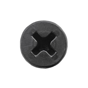 Czarna śruba z łbem krzyżowym do różnych zastosowań.