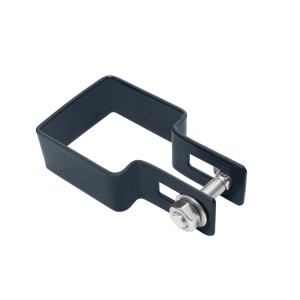 Akcesoria do ogrodzeń t.b.t., metalowy uchwyt ze śrubą do budowy ogrodzenia.