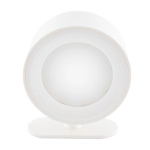 Biała lampka z klipsem t.b.t., idealna jako lampka do czytania lub biurkowa.