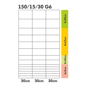 Schemat panelu ogrodzeniowego t.b.t. z wymiarami i odstępami.