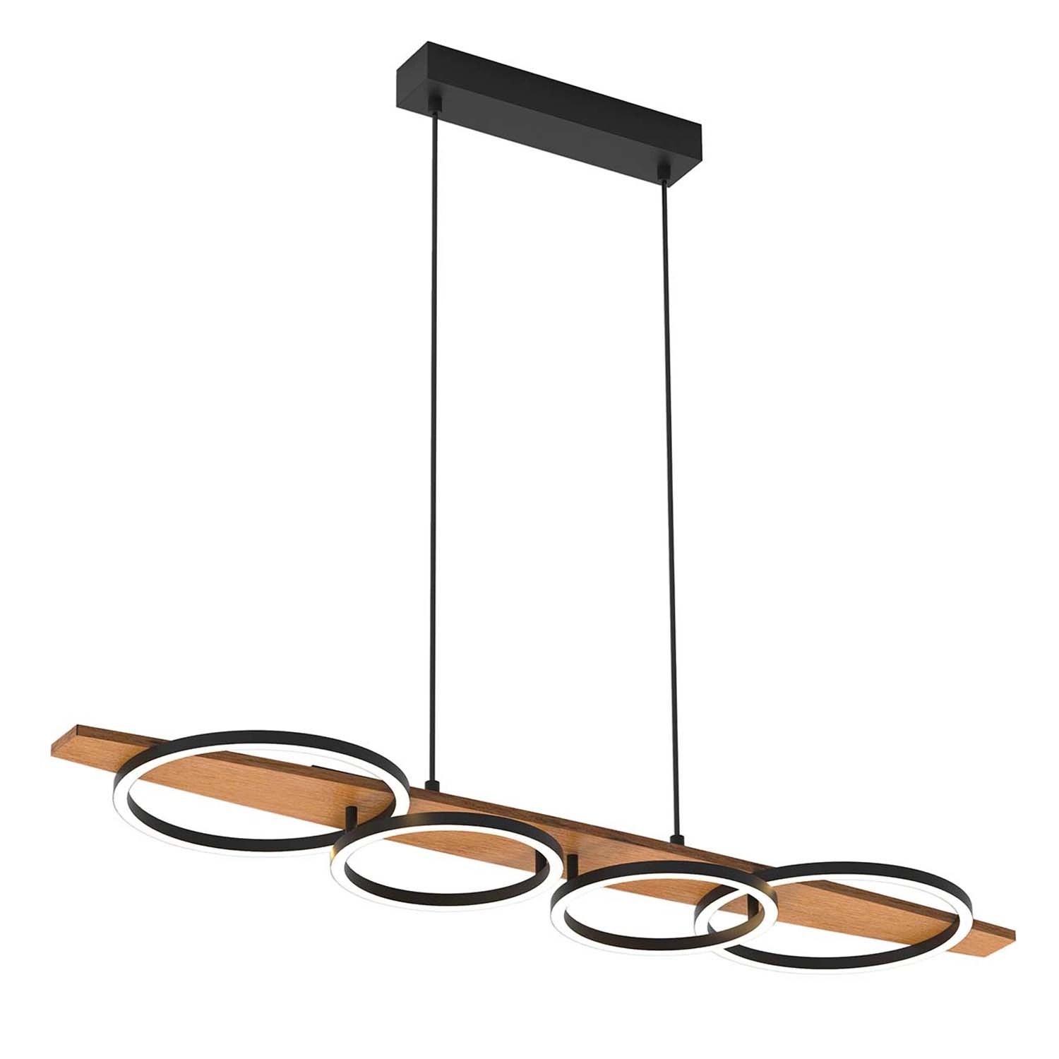 Goldlux Lampa wisząca LED MELISA 35W 4000K 4800lm 95cm czerń+drewno