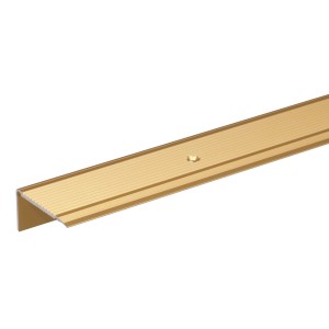 Złoty profil krawędziowy schodowy aluminiowy, kształt L, 23x45x2000 mm.
