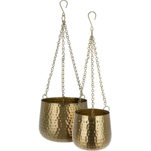 Dwie złote wiszące doniczki z łańcuszkowym zawieszeniem na rośliny, Kategoria: Doniczki wiszące.