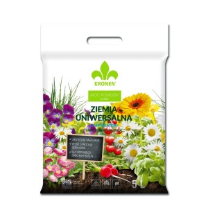 Worek ziemi uniwersalnej "Kronen", 5L, z motywem kwiatowym. Idealna do ogrodu i na balkon.
