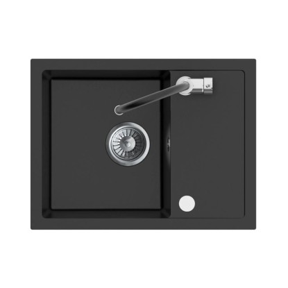 Zlew Greta 1-kom. z ociekaczem i baterią, czarny 58 x 44 cm