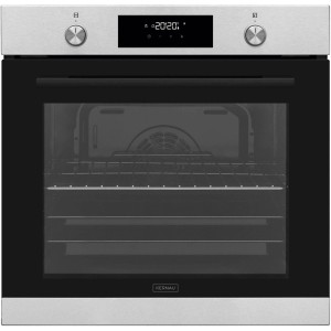 Piekarnik do zabudowy ze stali nierdzewnej firmy Kernau. Nowoczesny design z wyświetlaczem cyfrowym i czarnymi szklanymi drzwiami.