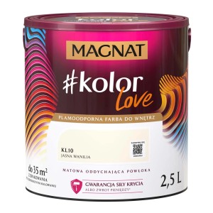 Farba do ścian Magnat #kolor Love, odcień Jasna Wanilia (Wanilia), puszka 2,5L.