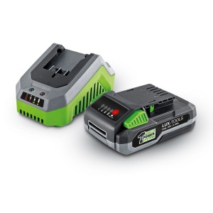 Zestaw startowy LUX 1 PowerSystem: akumulator 20V, 2Ah i szybka ładowarka do elektronarzędzi.
