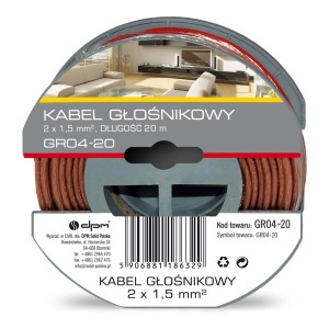 Zwinięty kabel głośnikowy t.b.t. o przekroju 2x1,5 mm².