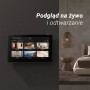 Monitor Ezviz z baterią (17,78 cm) zamontowany na ścianie, wyświetla podgląd na żywo z 6 kamer.