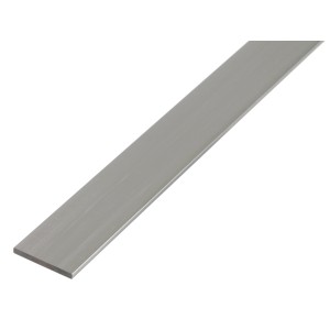 Srebrny, anodowany płaskownik aluminiowy, 2x15x2000 mm, do różnorodnych zastosowań.