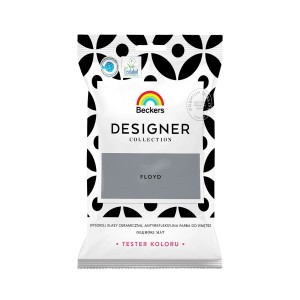 Farba do ścian Beckers Designer Collection Floyd, próbka koloru biało-szara.