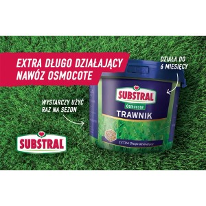 Substral Osmocote nawóz do trawników o przedłużonym działaniu, na tle trawy.