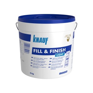 Wiadro Knauf Fill & Finish Light, lekka, gotowa masa szpachlowa do naprawy i wygładzania powierzchni.