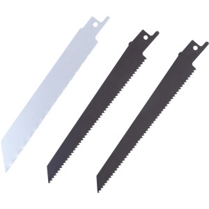 Brzeszczoty do piły szablastej: Zestaw 3 brzeszczotów do piły szablastej CMI, białe i czarne.