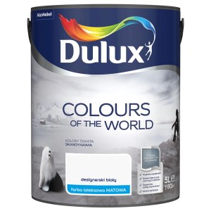 Wiadro z farbą Dulux Colours of the World, Designer White, do ścian wewnętrznych.