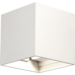 Kwadratowy, biały kinkiet do wnętrz.