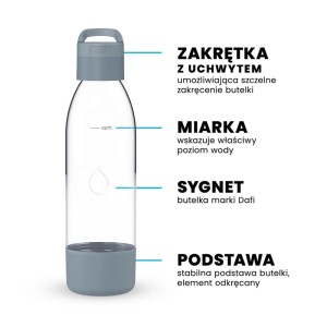 Dafi Butelka do saturatora PushAir stalowa z uchwytem - 0,7 l