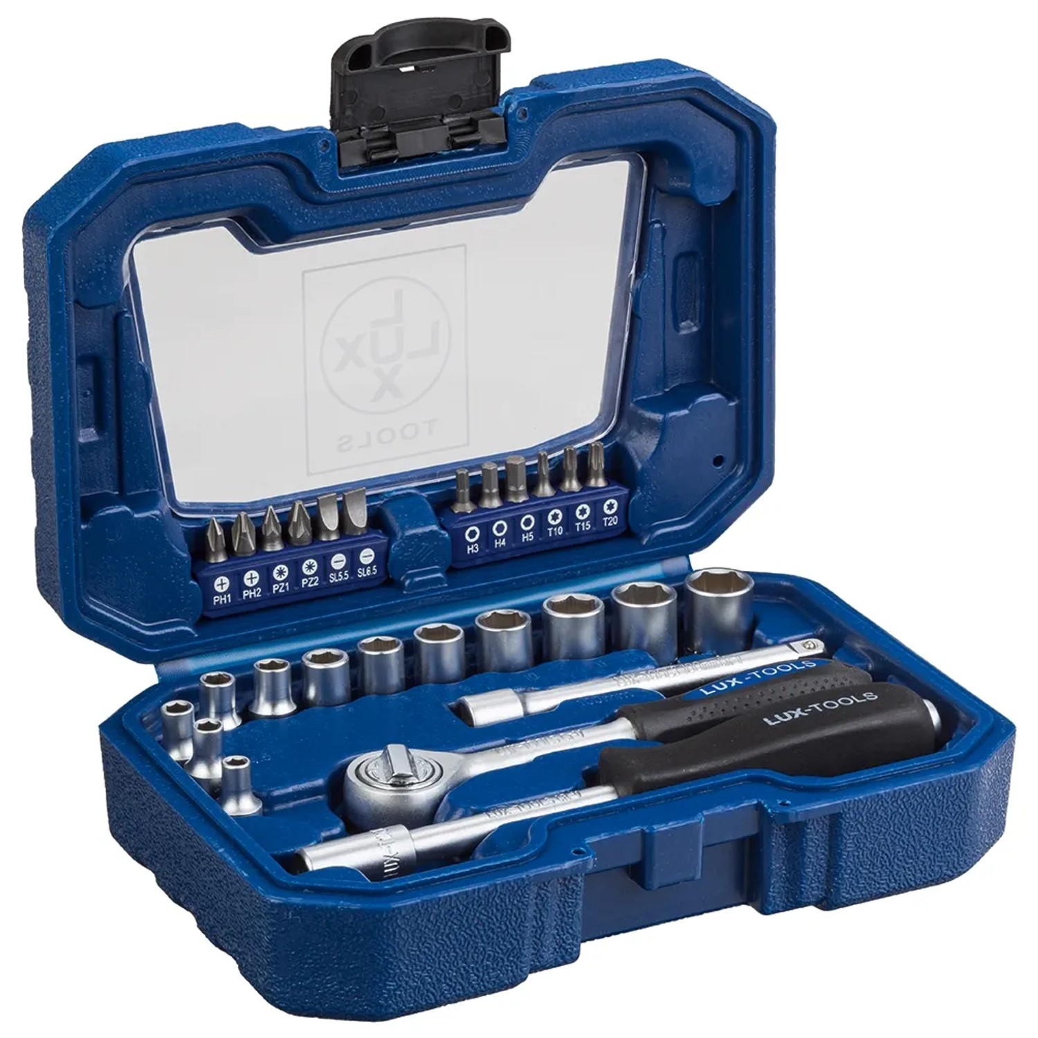 LUX-TOOLS Zestaw kluczy nasadowych i bitów 1/4" 28-częściowy