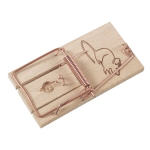 Klasyczna drewniana pułapka na myszy, zestaw 2 szt. z uchwytem na przynętę.