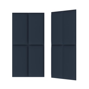 Niebieskie panele ścienne t.b.t. w zestawie, kwadratowy kształt.