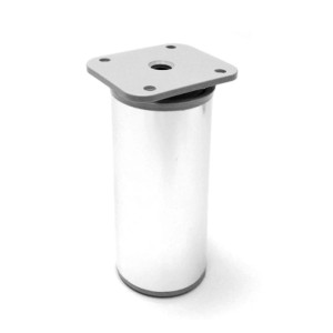 Srebrna noga meblowa t.b.t. z kwadratową płytką montażową.