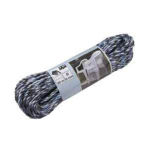 Linka wielofunkcyjna, średnica 6 mm, długość 20 m, polipropylen, skręcana, niebiesko-szaro-biała.