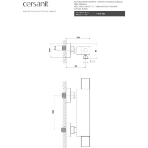 Cersanit Bateria prysznicowa termostatyczna Reel czarna