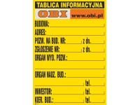 Tablica budowlana 1000 mm x 700 mm z logo OBI