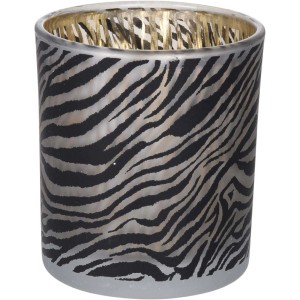 t.b.t. Świecznik ze wzorem zebry, srebrno-czarny.