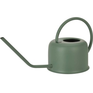 Zielona konewka t.b.t. z okrągłym uchwytem i długim dzióbkiem.