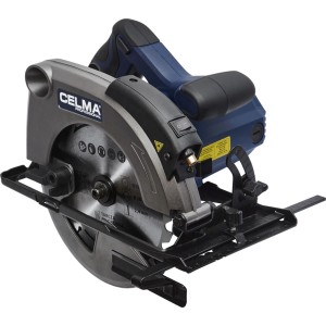 Pilarka tarczowa ręczna Celma, niebiesko-szara, z metalową tarczą i czarną prowadnicą.