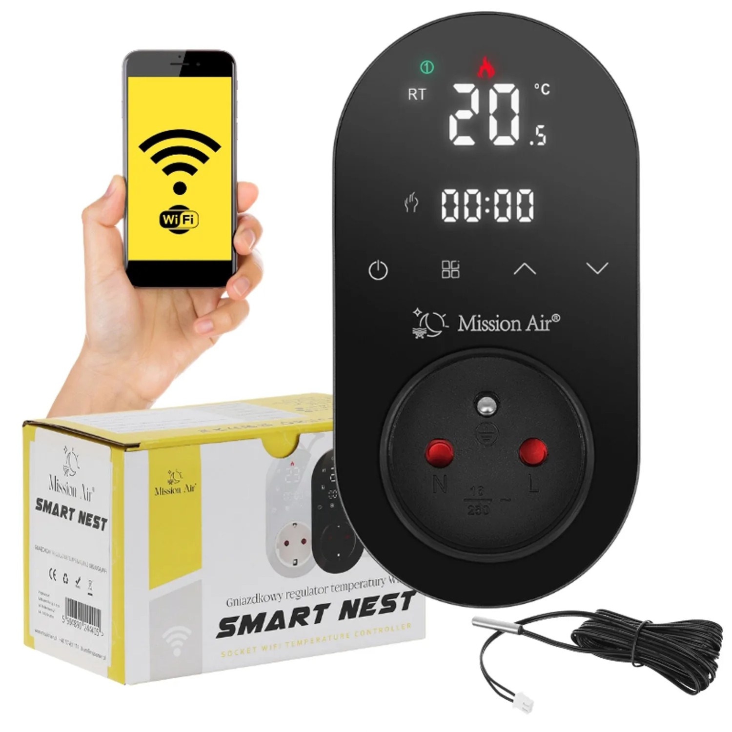 Mission Air Gniazdo regulatora temperatury Smart Nest czarny