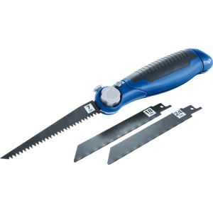 Piła ręczna LUX 150 mm z niebieską rączką i trzema brzeszczotami (7, 18, 24 TPI).
