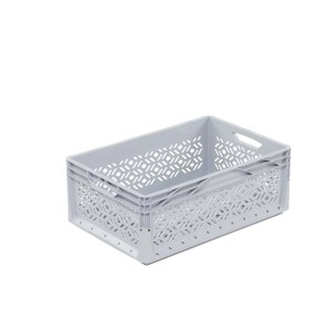 Szary Eurobox-System Box, perforowany, 60x40x22 cm, do modułowego przechowywania.