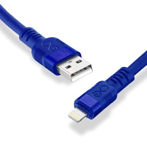 Niebieski kabel do ładowania t.b.t. z USB i złączem Lightning do akcesoriów do telefonów komórkowych.
