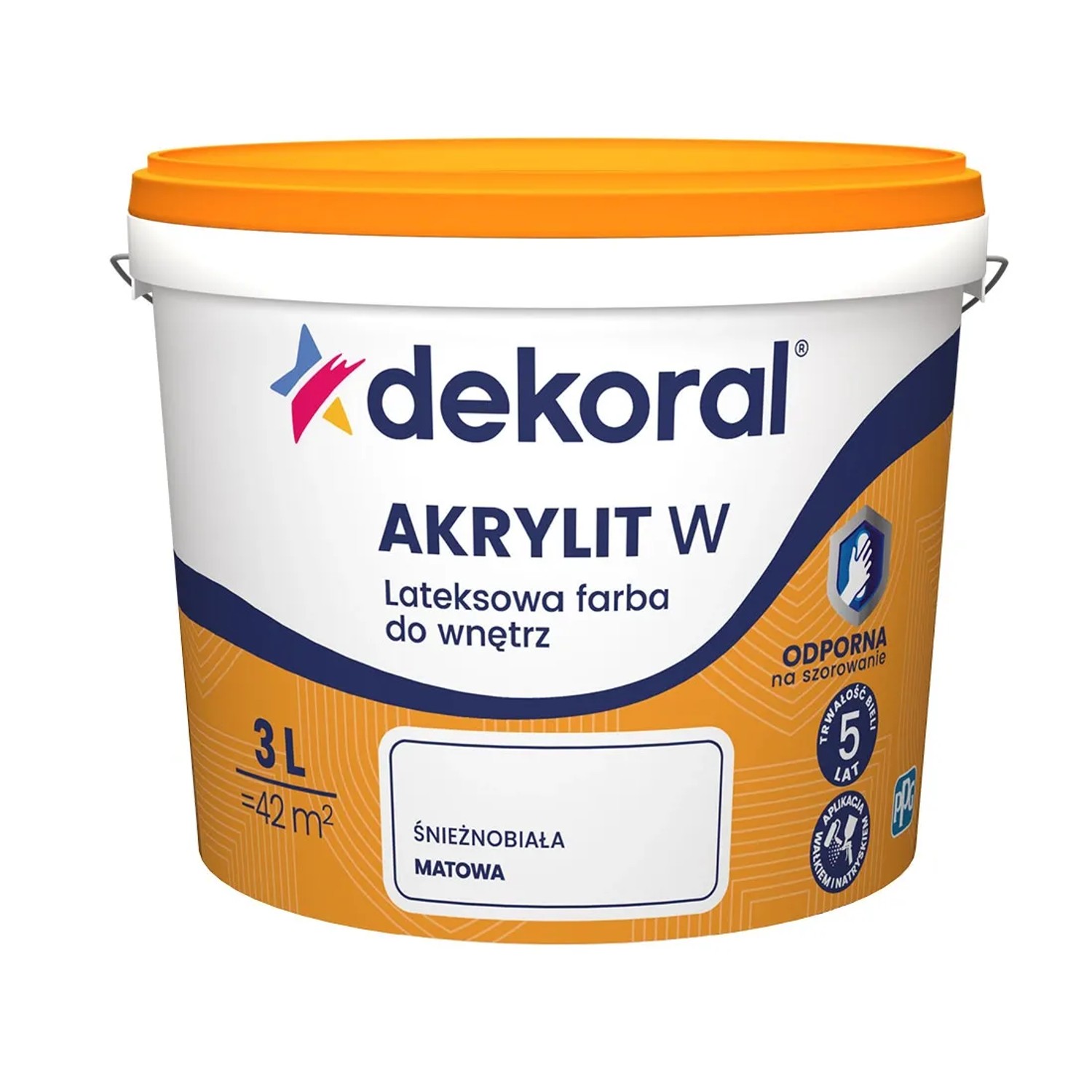 Dekoral Farba lateksowa zmywalna Akrylit W biała 3 l