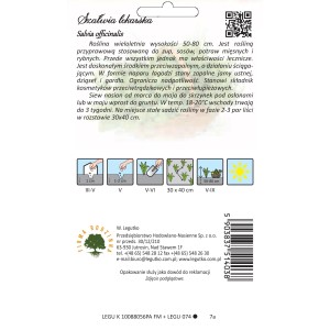 Opakowanie nasion szałwii: Instrukcja uprawy i informacje o produkcie.