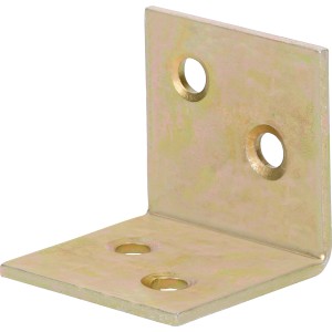 Żółty ocynkowany kątownik szeroki 30x30x30 mm do konstrukcji drewnianych.
