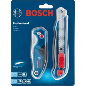 Zestaw noży Bosch Professional, 2-częściowy: Nóż składany i nóż segmentowy.