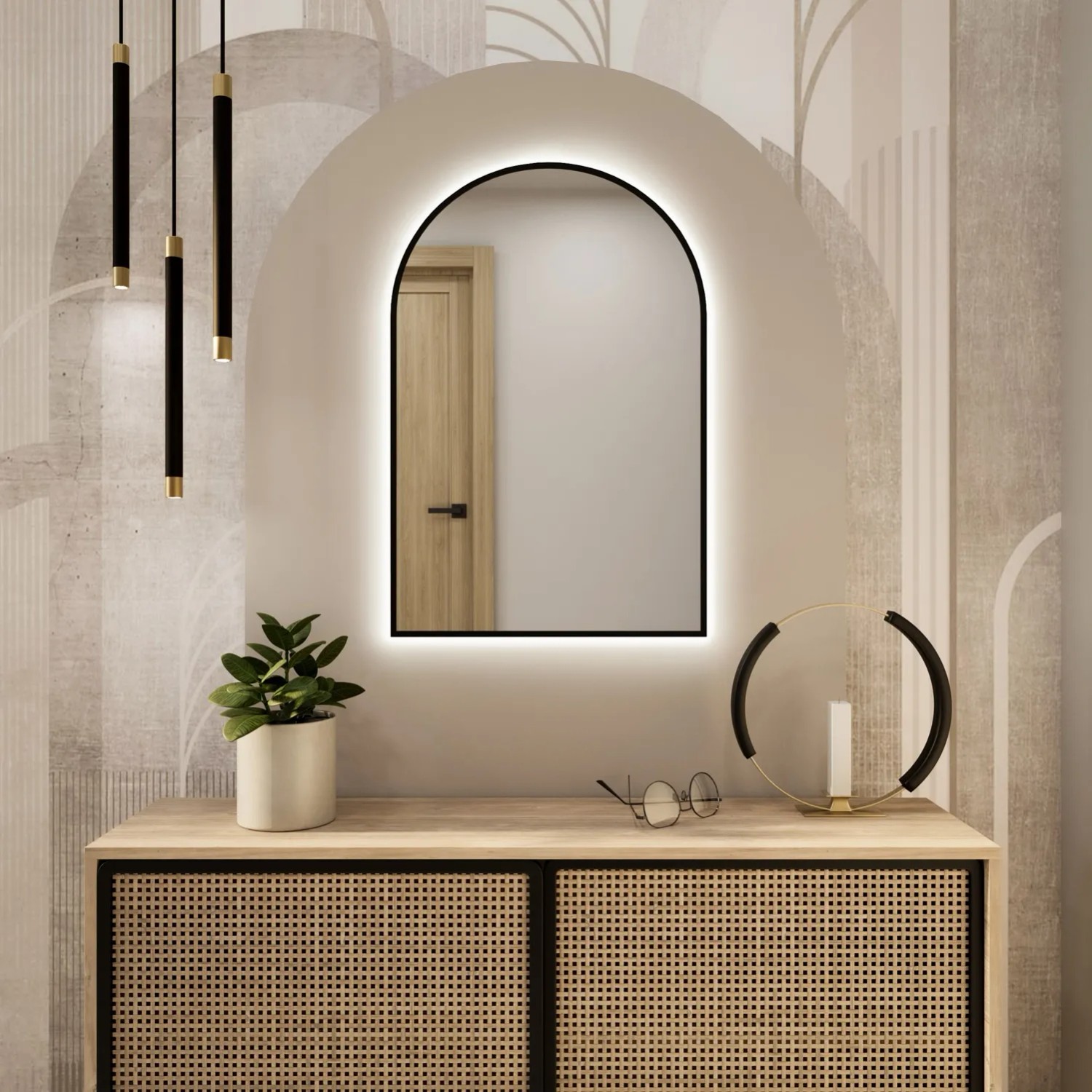 Lustro LED Pastille Cut Czarne Zimne 90x60